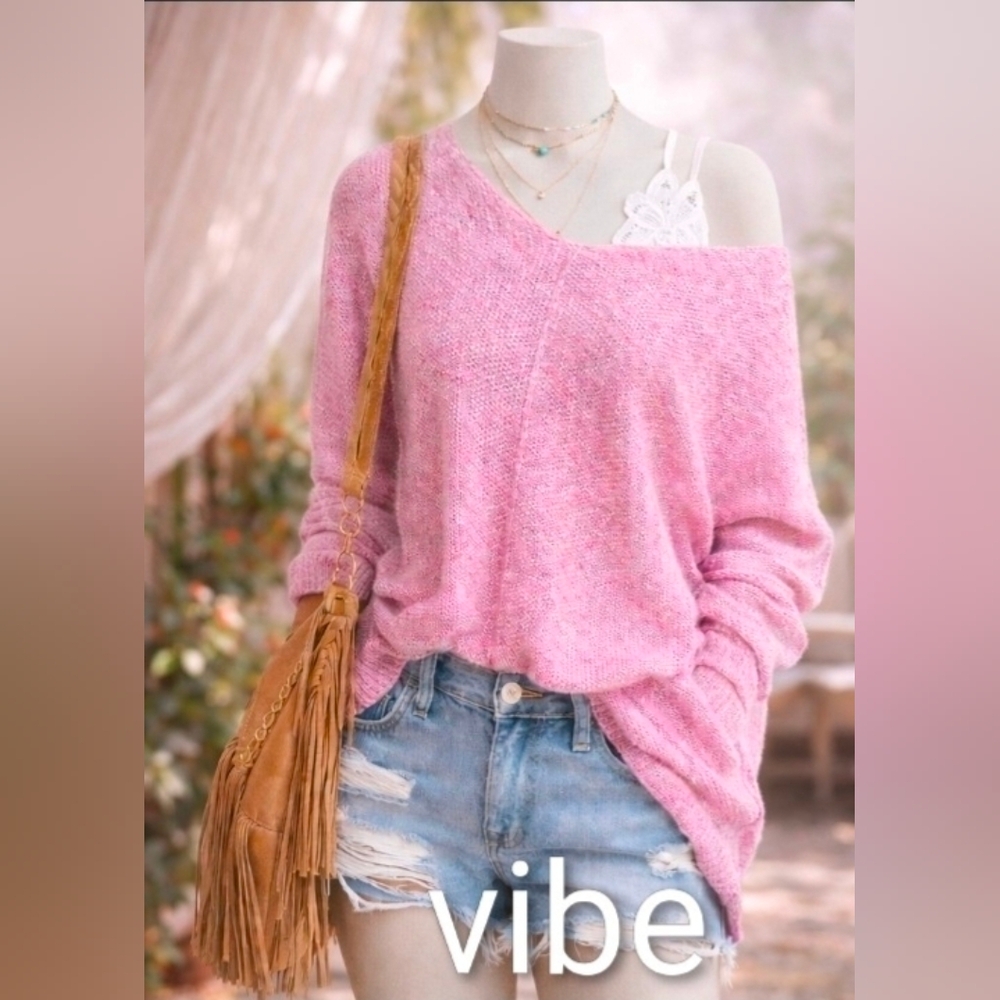 La Miel Textured Lightweight Pullover Sweater Cotton Candy Small/Med/Large NWT - Picture 7 of 8
